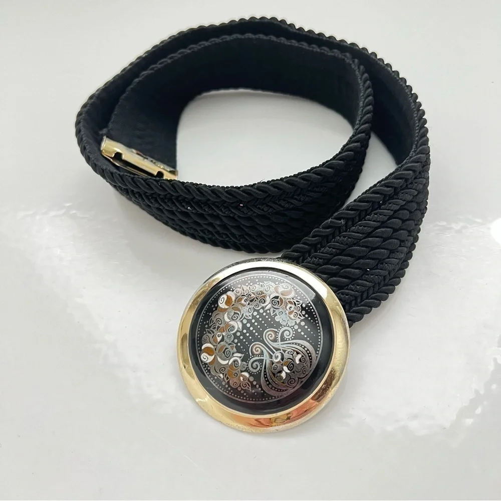 Gutos W Germany 1980s Vintage Art Nouveau waist belt, metal buckle,rope detail